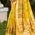 yellow cottan silk blend with meena woven work traditional saree