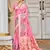 pink cottan silk blend with meena woven work traditional saree