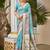 blue cottan silk blend with meena woven work traditional saree