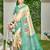 turquoise silk blend woven work traditional saree