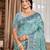 sky blue cottan silk blend with meena woven work traditional saree