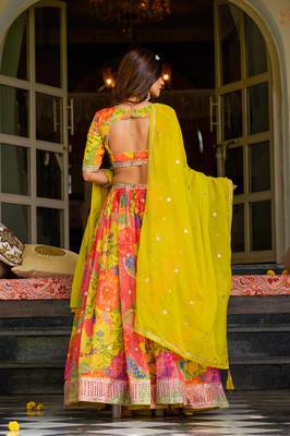 Yellow Smart Printed Lehenga Choli  3