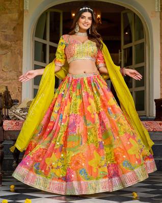Yellow Smart Printed Lehenga Choli  5