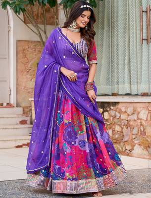 Lavender Printed Lehenga Choli 5