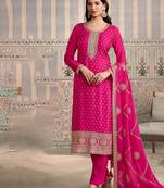 Red color viscose chiniya silk fabric ethnic embroidered salwar kameez