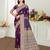 violet  satin silk blend woven work traditional saree