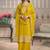 Yellow color viscose chiniya silk fabric ethnic embroidered salwar kameez
