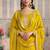 Yellow color viscose chiniya silk fabric ethnic embroidered salwar kameez