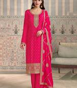 Pink color viscose chiniya silk fabric ethnic embroidered salwar kameez