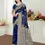 navy blue satin silk blend woven work traditional saree