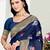 navy blue satin silk blend woven work traditional saree