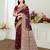 maroon satin silk blend woven work traditional saree