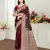 maroon satin silk blend woven work traditional saree