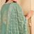 Sea green color elegant organza fabric designer embroidered suit