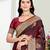 maroon satin silk blend woven work traditional saree