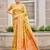 yellow cottan silk blend with meena woven work traditional saree