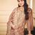 Brown color elegant organza fabric designer embroidered suit