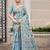 sky blue cottan silk blend with meena woven work traditional saree
