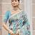 sky blue cottan silk blend with meena woven work traditional saree