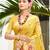 yellow cottan silk blend with meena woven work traditional saree