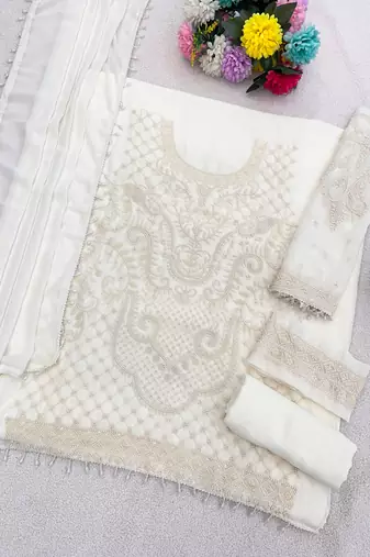 White Georgette embroidered Suit