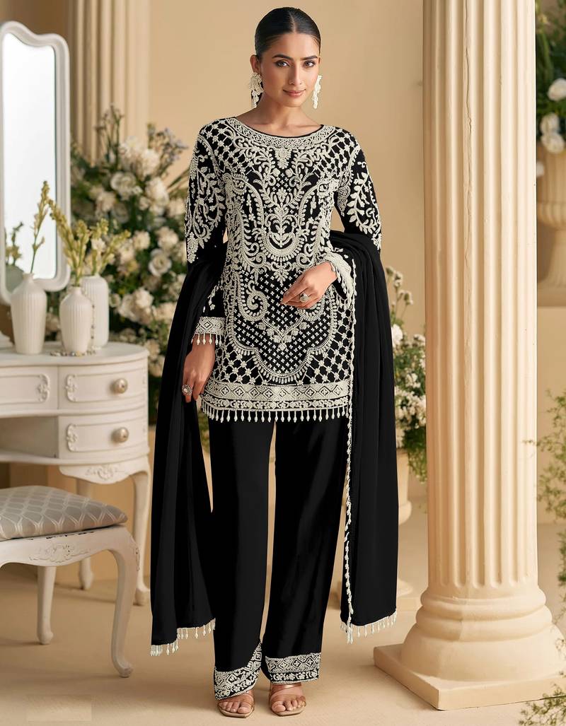Black Georgette embroidered Suit