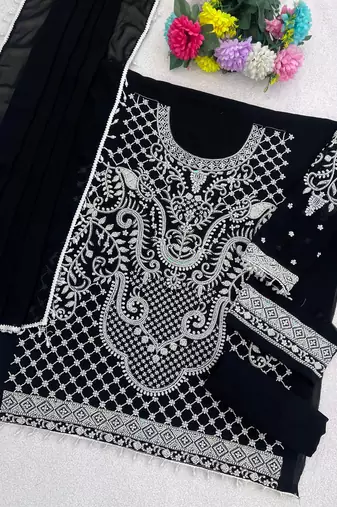 Black Georgette embroidered Suit