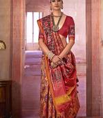 multi colour patola print art silk blend trendy saree
