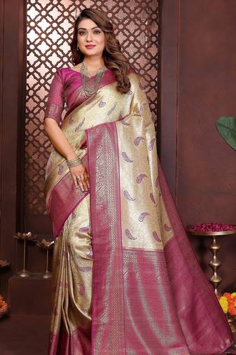 crean color banarasi tissue silk blend blend woven rich paithani designer ceremonial saree