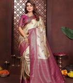 crean color banarasi tissue silk blend blend woven rich paithani designer ceremonial saree