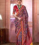multi colour patola print art silk blend trendy saree