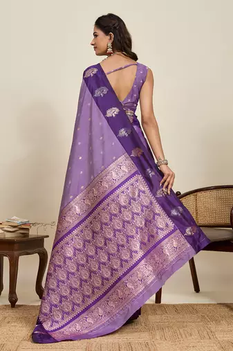 lavender soft art silk blend ethnic woven traditional saree