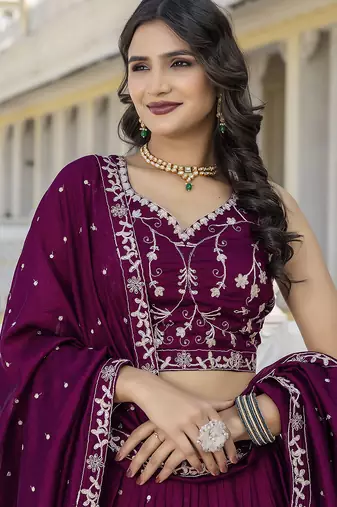 Trendmalls Designer Art Silk Embroidery Sequin work Lehenga Choli with Dupatta for Women
