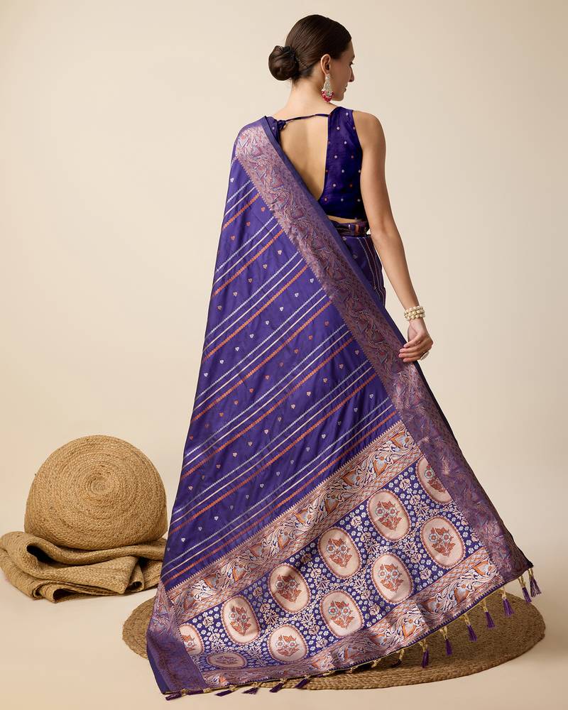 violet color jacquard art silk graceful woven designer saree