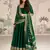 D green vichitra silk anarkali suit with embroidery sequence work-Free size Stitched