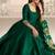 D green vichitra silk anarkali suit with embroidery sequence work-Free size Stitched