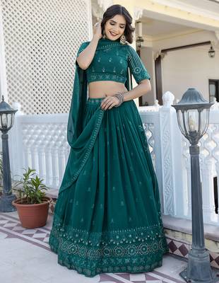Georgette Embroidery work Lehenga Choli with Dupatta for Women 5