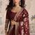 Maroon vichitra silk anarkali suit with embroidery sequence work-Free size Stitched
