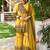 Yellow chinon readymade sharara suit with embroidery work