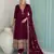 Maroon chinon embroidered anarkali suit- Full stitched free size