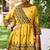 Yellow chinon readymade sharara suit with embroidery work