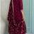 Maroon chinon anarkali suit with embroidery sequence work-Free size Stitched