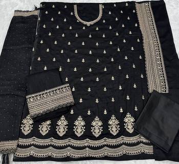 Black silk georgette suit with embroidery sequin  2