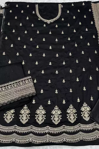 Black silk georgette suit with embroidery sequin 
