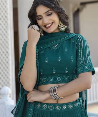 Georgette Embroidery work Lehenga Choli with Dupatta for Women 6