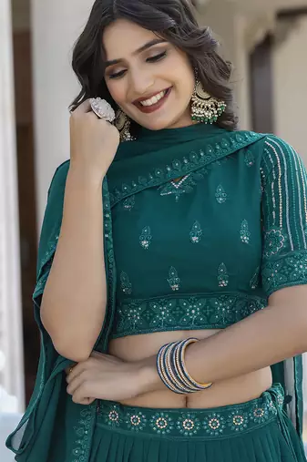 Trendmalls Georgette Embroidery work Lehenga Choli with Dupatta for Women