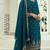 Teal blue silk georgette semi stitched suit with embroidery sequence work