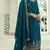 Teal blue silk georgette semi stitched suit with embroidery sequence work