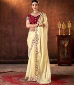 chiku color designer space silk blend blend fabric designer thread embroidery work saree