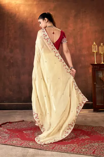 chiku space silk blend blend thread embroidery work saree